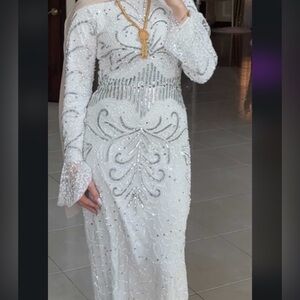 Elegant White Beaded Dress